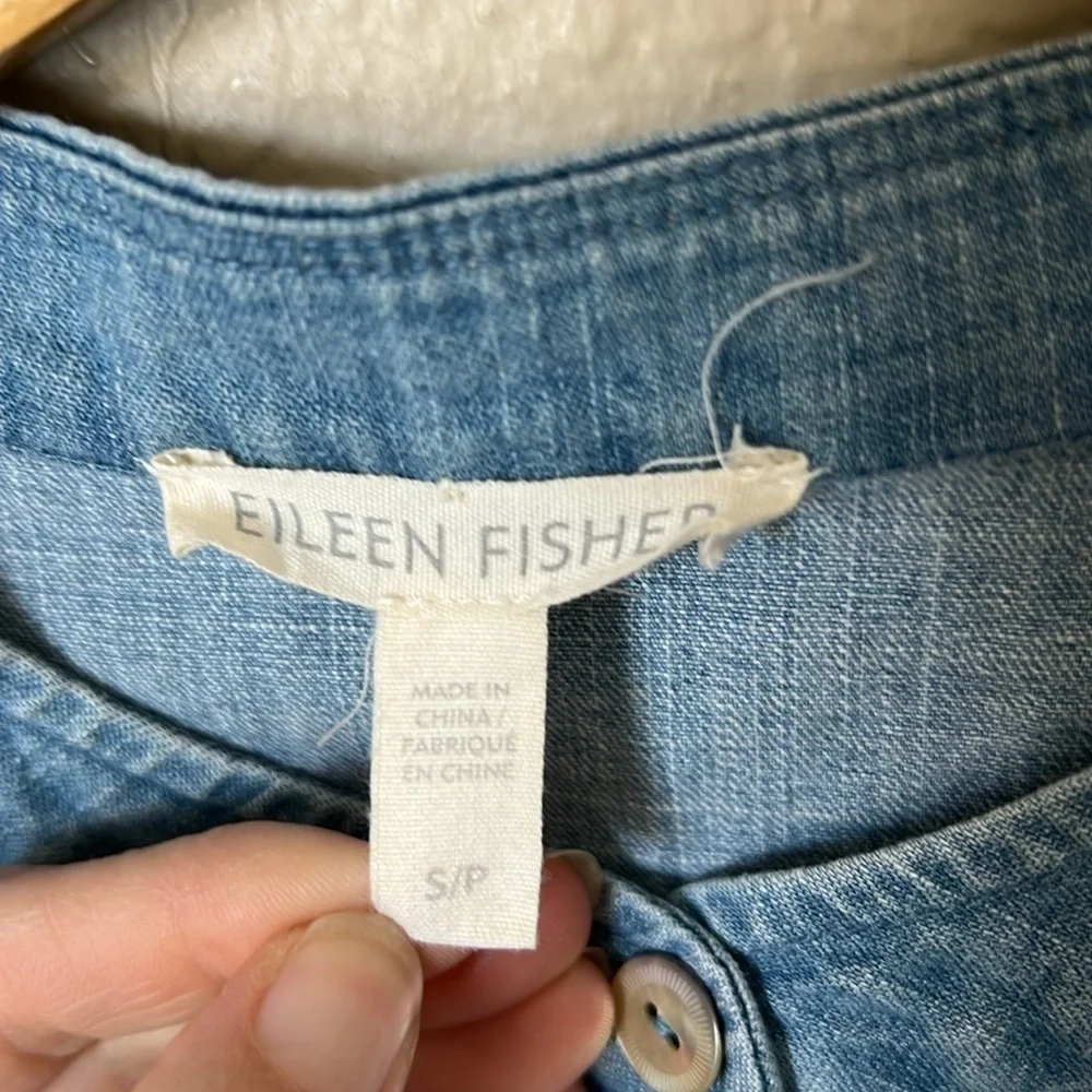 Eileen fisher organic cotton chambray long sleeve dress - Picture 9 of 9